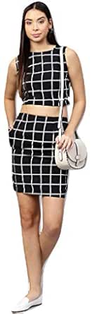 black and white checkered two piece set