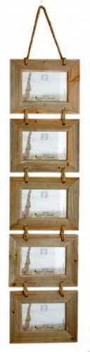 Nuevo - 5 de madera para fotos con diseño de cuerda de tarjetas SIM con/marcos de 6 x 4 (12 x 15 cm) de madera estilo de marcos de Sarah Papworth