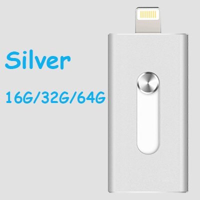 Preisvergleich Produktbild 64G Silber USB Speicherstick Mit Blitz Verbinder für iPad 4, iPod Touch 5, iPhone 5 5S 5C 6 6 Plus,Android-system