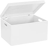 Dekorative Landhauskiste als Holzbox zum Bemalen, Decoupage und kreative DIY-Arbeiten. Bastel-Kiste mit Griffen als Dekoration oder Do-it-Yourself Massiv-Holz Geschenktruhe zum Selbst-Gestalten