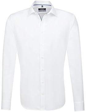 Seidensticker Herren Businesshemd Tailored Langarm dunkelblau uni mit Kent-Kragen