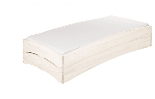BioKinder 23594 Leandro Spar-Set Kinderbett Stapelbett aus Massivholz Kiefer weiß lasiert 90 x 200 cm 2 Stück
