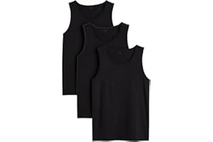 RUBAB Men's Vests Classic Style Tops Summer Multipack - Easy Dry Fit Tank Top for Gym Sleeveless Workout Men Vests Cotton Black Plain Tshirt for Everyday Athletic Wear Running Undershirt (Pack 3)