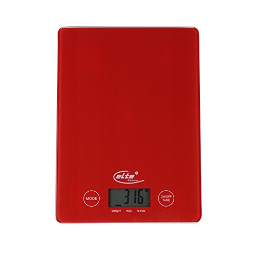 elta KS-202 Digitale LCD Küchenwaage gehärtetes Sicherheitsglas in Rot