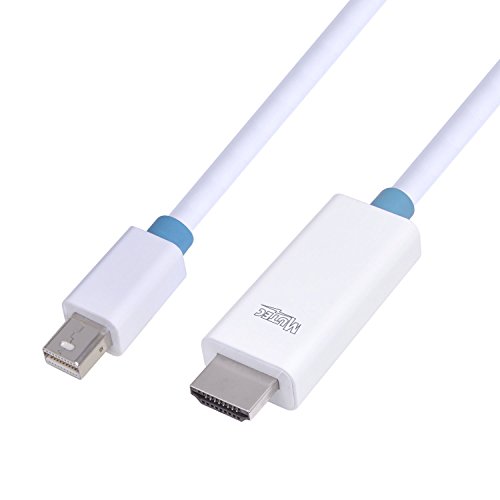 MutecPower 2 Stück von 2 meter Mini DisplayPort (DP) männlich auf HDMI männlich Kabel – 4K Ultra HD – Weiß – 2m Mit 2 Kabelbinder - 2