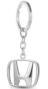 Junkcart Honda Metal Silver Color Keychain Keyring for Cars and Bikes