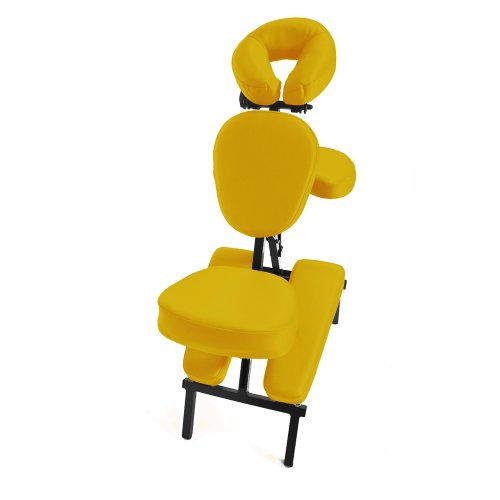 Preisvergleich Produktbild Massagestuhl Therapiestuhl Behandlungsstuhl Wellnessliege Holzliege Massagetisch Therapieliege Rom inkl. Rolltasche und 100x Einwegauflagen - Promafit (Gelb)