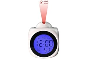 LetCart LCD Clock Projection Alarm Clock for Bedrooms Digital Voice Report Alarm Clock 12/24 H/Thermometer/Snooze/Desk Wall Ceiling Clock