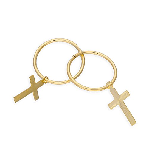 jewellerybox9ct Yellow Gold Cross Hoop Earrings