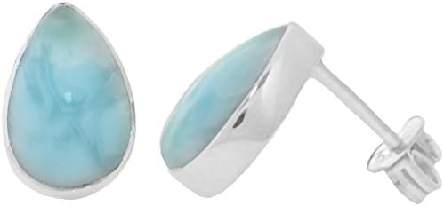 ERCE Larimar Ear Studs Gemstone drop 925 Sterling Silver