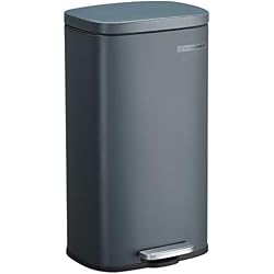 SONGMICS Poubelle de Cuisine, Poubelle à Pédale de 30 L, Seau Interne en Plastique, Couvercle à Charnière, Fermeture Souple, Anti-Odeur et Hygiénique, Gris fumé LTB03GS