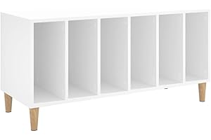 Tidyard Mobile Porta Dischi,Armadietto Porta CD,Supporto per Giradischi,Mobiletto Multiuso,Mobili Soggiorno,Libreria per Soggiorno,Armadio di Stoccaggio,Bianco 100x38x48 cm in Legno Multistrato