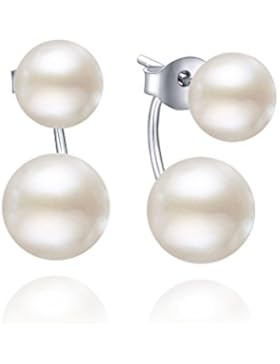 YL Jewelry 925 Sterling Silber Vordere und Hintere Doppelte Süßwasser-Zuchtperlen Mode Ohrstecker Damen Schmuck
