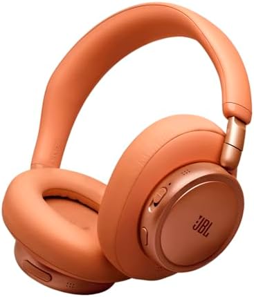 JBL Live 780NC Cuffie Wireless Over‑Ear con Cancellazione Adattiva del Rumore, Audio Spaziale, Controllo tramite Assistente Vocale e JBL Pure Bass, Arancione