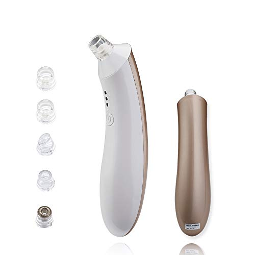 Limpiador de Poros, Eliminador de Punto Negro Espinilla Extractor USB Recargable Aspirador Removedor de Espinillas Electrico para Limpiar fácilmente las espinillas y Acné con 5 Cabezas de Succión Oro