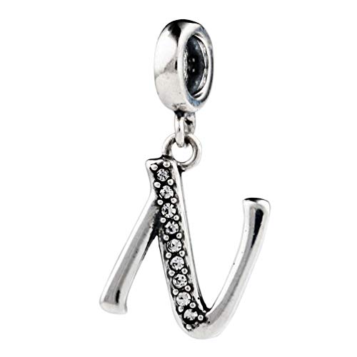 CHANGEABLE N Letra Abalorio de mujer de plata de ley