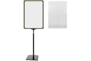 GEBAR Plakatständer DIN A3 Rahmen grün mit U-Tasche, Ständer Kunststoff schwarz, Teleskopständer mit Fuß eckig und Stahleinlage, Kundenstopper höhenverstellbar bis 68 cm, Aufsteller