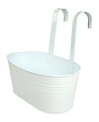 Metall Hängetopf mit zwei Henkeln 2 Stück groß weiß