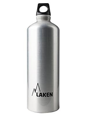 Laken Futura Gourde en aluminium coupe ouverture Couvercle à visser avec passant 1L, argent