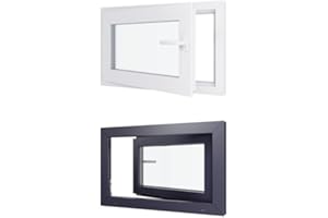 HEXA'FEN Fenetre PVC - LxH 800x500 mm - Triple vitrage,Fenetre PVC - Anthracite extérieur Blc intérieur Poignée A Droite