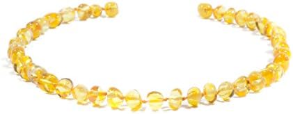 Amber Necklace 32-34 cm with Free Baltic Amber Pendant - 100% Genuine Premium Baltic Amber Beads (Lemon)