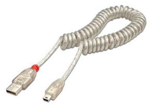 LINDY USB 2.0 Spiralkabel Typ A/Mini-B, 0,2m-2m