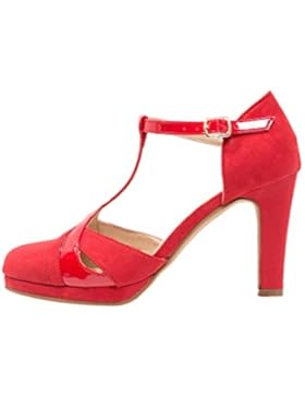 Anna Field Mary Janes in Schwarz, Rot o. Beige - T Strap Pumps Damen mit Plateau - Spangenpumps Elegant Lack &...