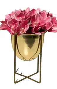 SK Decor Table Planters & Pot for Living Room with Iron Crossed Stand Indoor Decorative Planter Outdoor Plant Containers Balcony Decoration Garden Decor