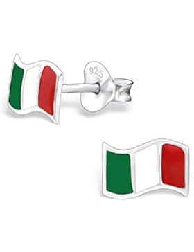 So Chic Schmuck - Kinder Ohrstecker Italien Flaggen Emaille Farbe Sterling Silber 925