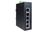 Mit dem Switch lassen sich Repeater, Access-Points, PCs oder Fertigungsmaschienen per Patch-Kabel in das Netzwerk einbinden. Der Switch kann auf eine DIN-Schiene oder an einer Wand montiert werden.