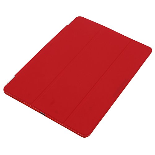 Besmall Neu Ultra Slim Edles iPad Air iPad 5 Hülle – Smart Cover Leder Case Schutz Hülle Tasche + Back Case – inkl. Displayschutzfolie Reinigungstuch Stift mit Multi Ständer Auto Sleep Wake (iPad Air/iPad 5, Farbe:Rot) - 3