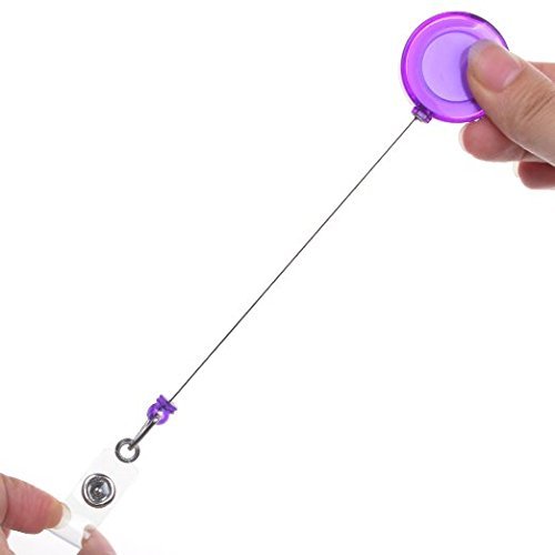 MMY - Lote de 4  reel retr  ctil transparentes con llavero e insignia para tarjeta de identificaci  n o llaves  Color violeta  rosa o blanco   color 1 1