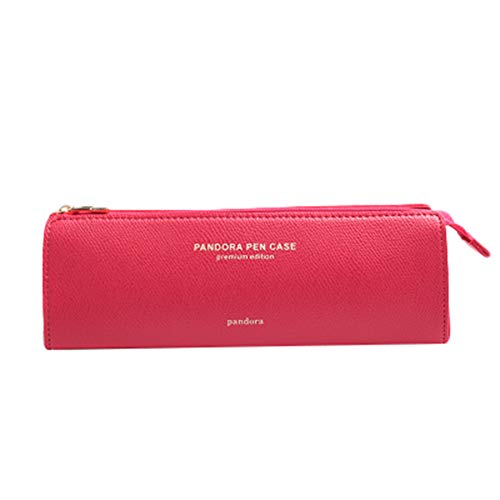 Gysad Pencil Case Leather Pencil Bag Stationary with Zipper Multifunctional Pencil Pouch Cosmetic Bag Purse for Girls Boys and Adults, Red