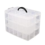GEEIGNET FÜR VERSCHIEDENE ZWECKE - Mit 3 x Tabletts und 30 individuell verstellbaren Fächern, können Sie diesen Organizer auch für Angelausrüstung oder -haken neben kleinen Artikeln wie Schrauben, Muttern und kleinen Werkzeugen oder Utensilien verwenden. Ideal auch für Batterien jeder Größe und elektrische Anschlüsse.