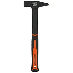 BLACK+DECKER BDHT51394 Metal Fiberglass Handle DIN Hammer-300gms (Orange)