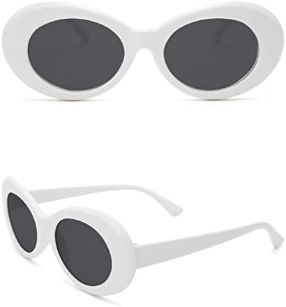 Deaum Retro Style Sunglasses UV400 Lens Men's Ladies, Outdoor Sports Eyewear Glasses Fashion Shades Oval Frame Glasses Unisex Sunglasses (White+Gray)