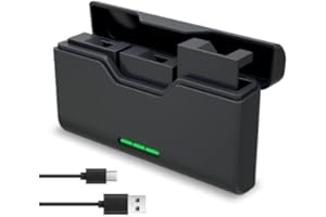 QINOC Battery Charger for GoPro HERO 7, HERO7 Black, GoPro HERO7 White, GoPro HERO7 Silver - Charge 3 Batteries at a time - Fast USB C Cable included - SD Card Storage Slots