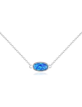 Geschaffen Opal Halskette Frau Luxus Anhänger Halskette 925 Sterling Silber Lange Kette