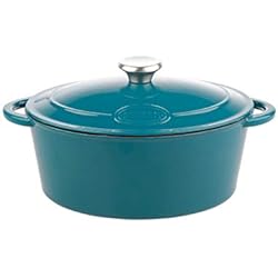 Sitram 712957, Cocotte Tradifonte ovale en fonte émaillée 4 Litres - Extérieur bleu, intérieur blanc mat - bouchon en inox - toutes sources de chaleur y compris induction et four