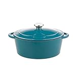 Sitram 712957, Cocotte Tradifonte ovale en fonte émaillée 4 Litres - Extérieur bleu, intérieur blanc mat - bouchon en inox - toutes sources de chaleur y compris induction et four