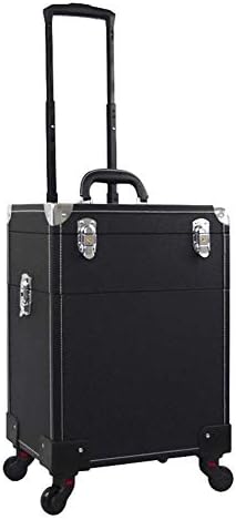 Professional Cosmetic Cases Trolley Makeup Rolling Train Case Aluminum Rolling Artist Box with Removable Wheels Key Lock