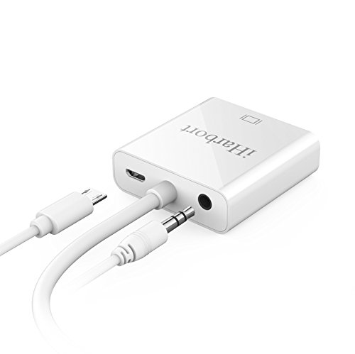 iHarbort HDMI zu VGA Adapter, High Speed 1080P Active HDMI zu VGA Konverter mit Audioausgang und Micro USB Ladekabel (weiß) - 2