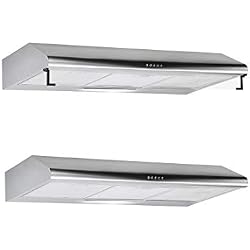 LINKË LKC90X - Hotte Casquette 90 cm - avec Boutons Poussoirs 220V/240V - 50 Hz - Inox