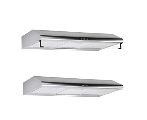LINKË LKC90X - Hotte Casquette 90 cm - avec Boutons Poussoirs 220V/240V - 50 Hz - Inox