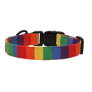 Lana Paws Poly Canvas Rainbow Pride Multicoloured Adjustable Fabric Dog Collar Belt - Large_Pack of 1