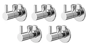 ACROME Stainless Steel Turbo Angle Valve with Wall Flange, Chrome Finish (5-Piece Set) Angle Cock