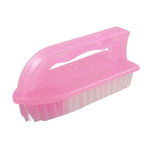 Plastic Handgrip Clothes Shoes Cleaning Scrub Brush Pink