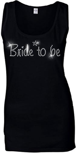 Bride To Be - Wedding - Hen Night - Ladies Vest - Crystal Rhinestone - S-XXL (12 Large, Black)