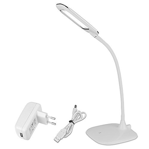 BESTEK LED Akku Schreibtischlampe Tischleuchte Augenschutz aufladbar 3 Stufen Touchdimmer 5W, handlich, energiesparend, weiß - 2