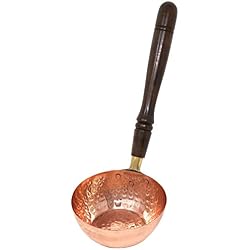 Bol en cuivre avec manche en bois pour CE qui la rend Tadka Chaunk indien ustensile de cuisine Contenance 600 ml